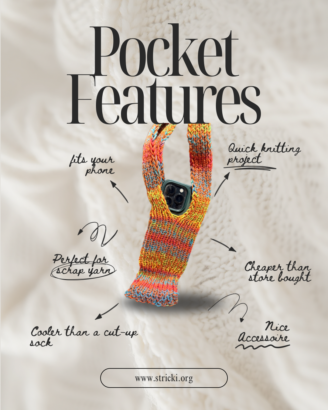 Strickanleitung Handytasche Tim Deutsch & Englisch