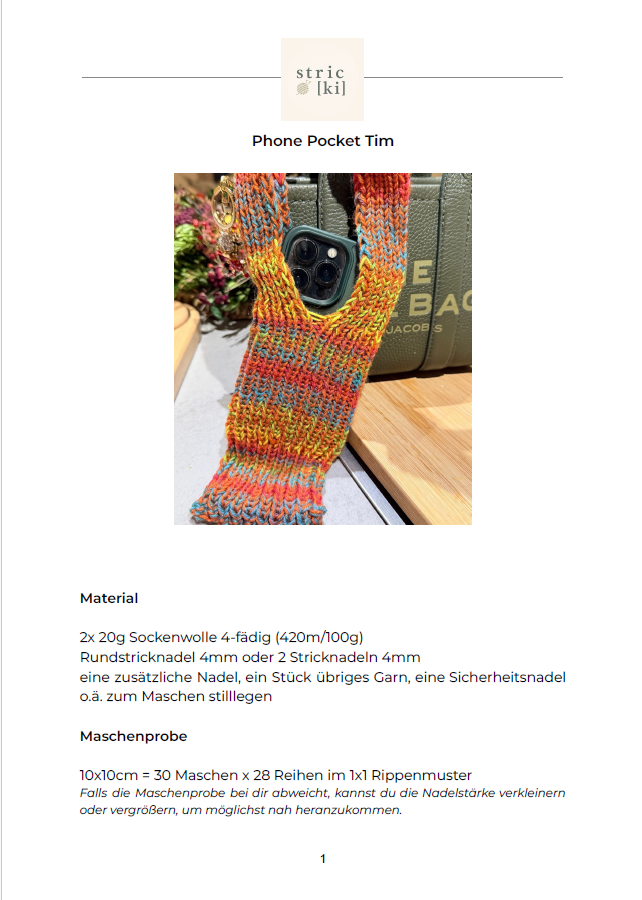 Strickanleitung Handytasche Tim Deutsch & Englisch – Bild 3